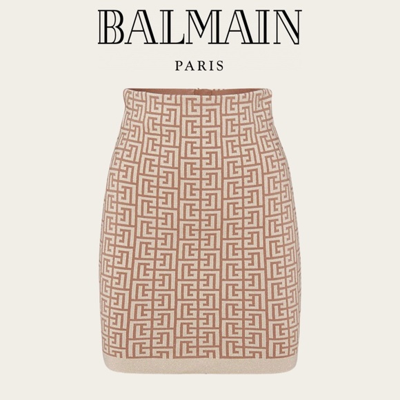 Balmain Monogram Jacquard Knit Mini Skirt size 38 NWOT - Picture 2 of 11